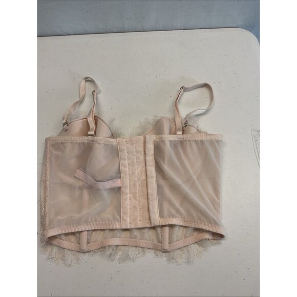 Victoria Secret Dream Angles Pink Lace long line Bustier Bra Size 34B convert - Picture 2 of 8